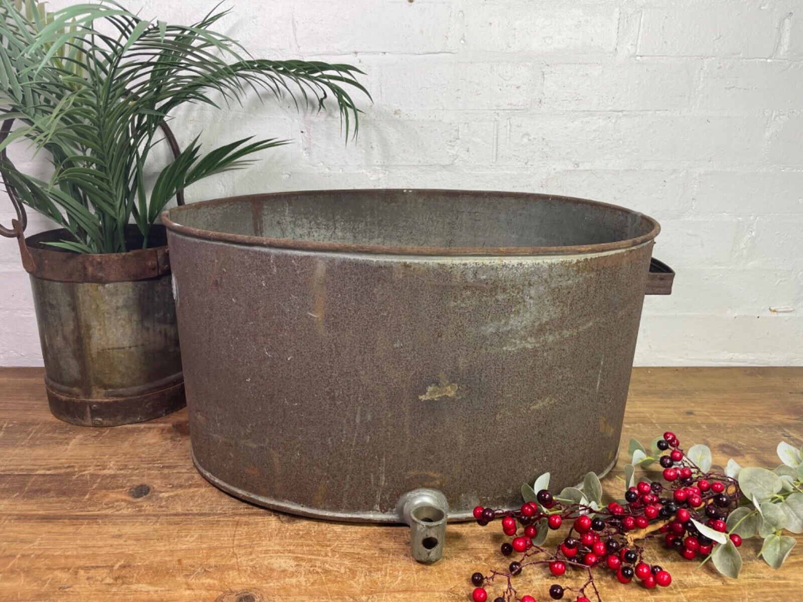 Vintage Lister Made In England Agricultural Milking Bucket Tub Garden Planter