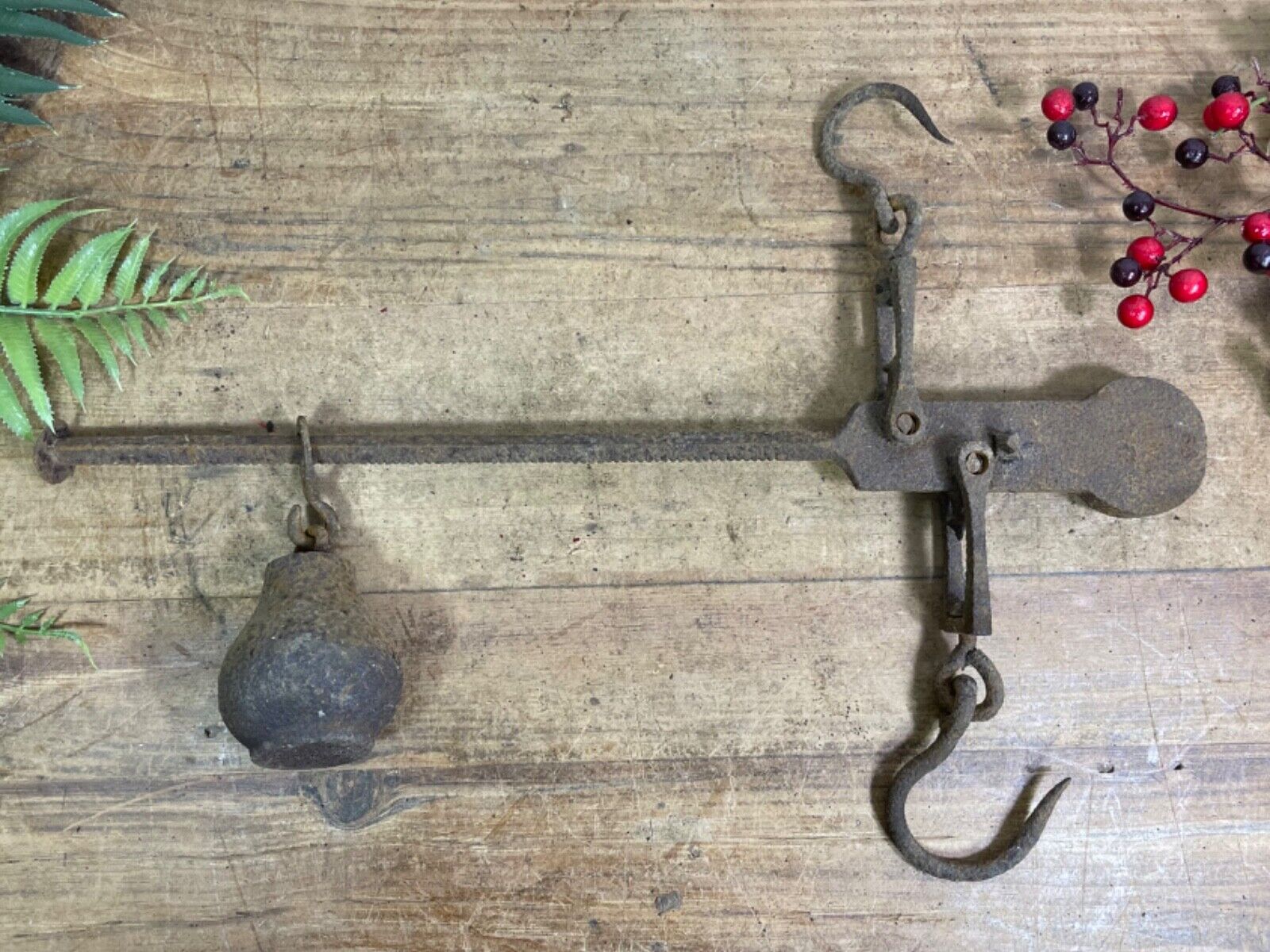 Antique 19th Century Butcher Grocers Meat Vegetable Weighing Scales Display Prop