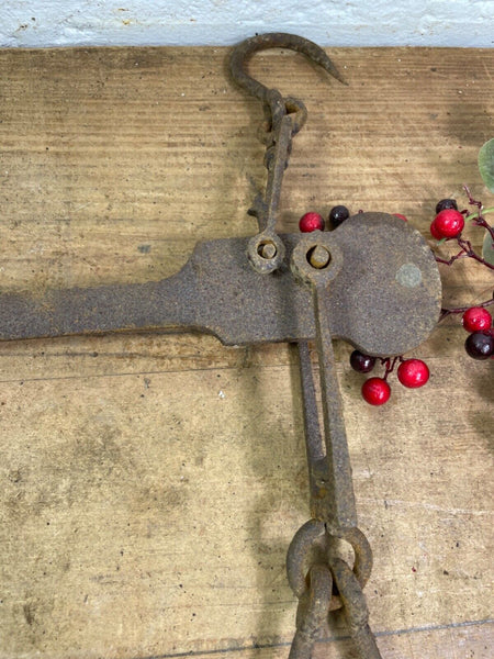 Antique 19th Century Butcher Grocers Meat Vegetable Weighing Scales Display Prop