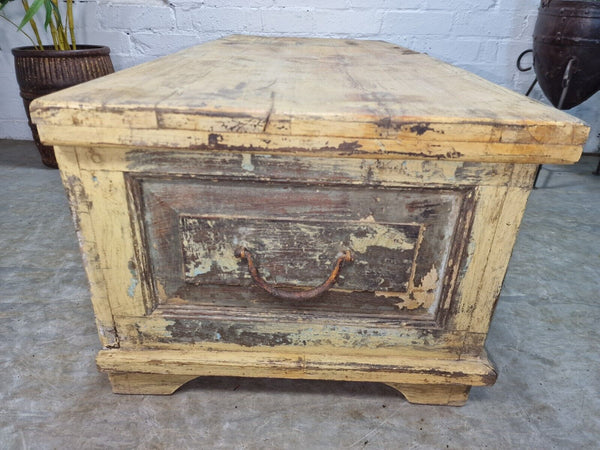 Vintage Reclaimed Indian Wooden Trunk Blanket Box Chest Ottoman Coffee Table