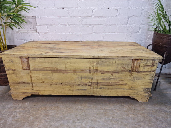 Vintage Reclaimed Indian Wooden Trunk Blanket Box Chest Ottoman Coffee Table