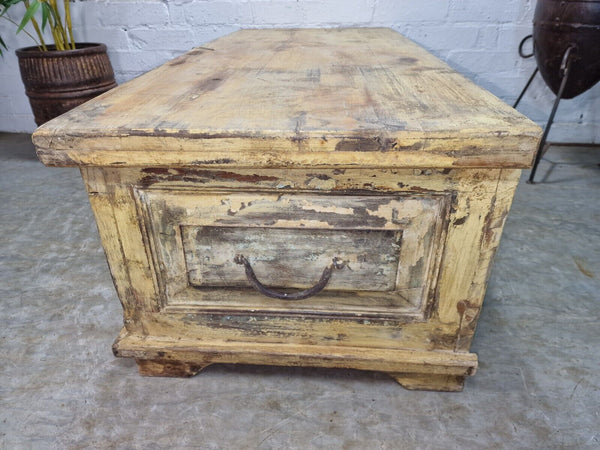 Vintage Reclaimed Indian Wooden Trunk Blanket Box Chest Ottoman Coffee Table