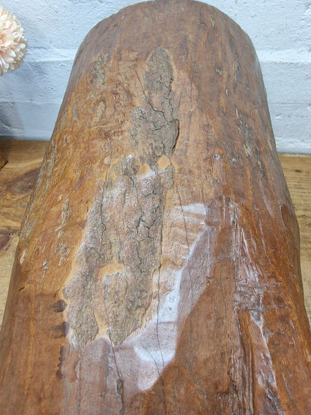 Large Vintage Antique Rustic Wabi Sabi Hand Carved Wooden Grinding  Mortar Bowl