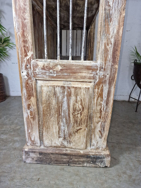 Large Vintage Reclaimed Rustic Indian Carved Solid Wooden Bookcase Shelving Unit