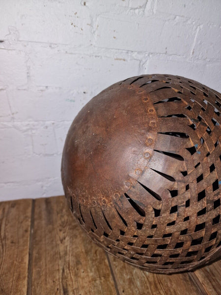 Rustic Handmade Reclaimed Metal Lattice Hanging Ball Candle Holder Lantern