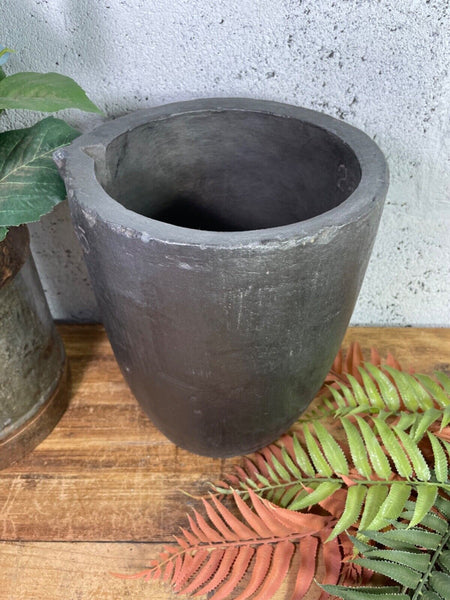 Vintage Rustic Smelting Casting Crucible Plant Pot Garden Planter