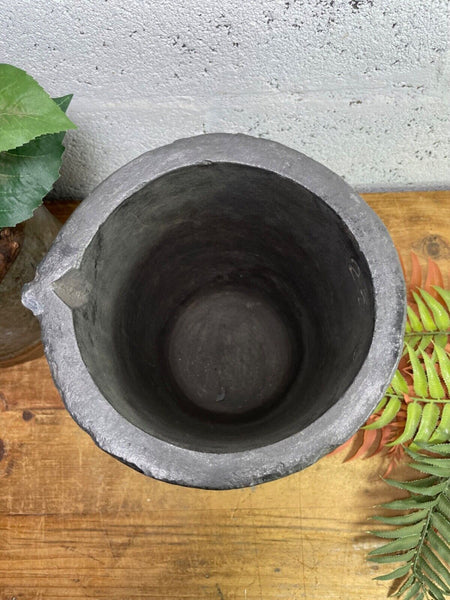 Vintage Rustic Smelting Casting Crucible Plant Pot Garden Planter