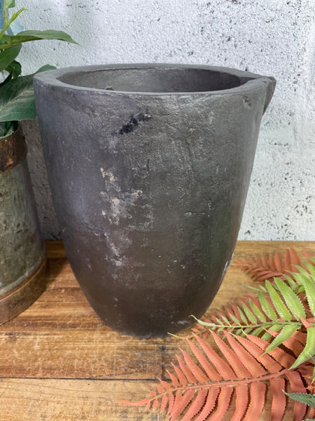 Vintage Rustic Smelting Casting Crucible Plant Pot Garden Planter