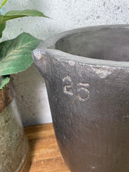 Vintage Rustic Smelting Casting Crucible Plant Pot Garden Planter