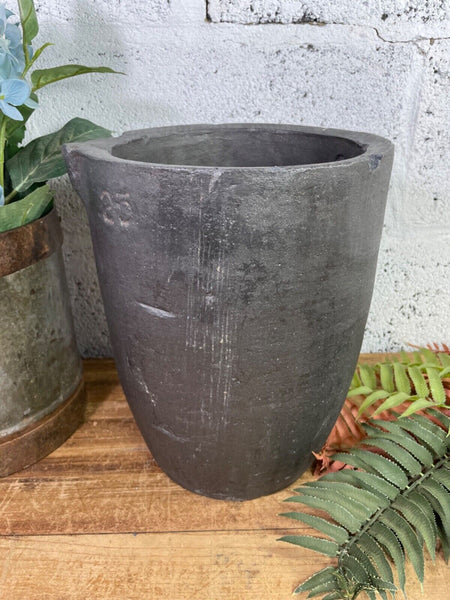 Vintage Rustic Smelting Casting Crucible Plant Pot Garden Planter