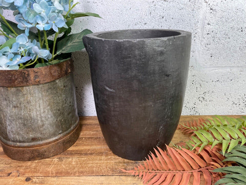 Vintage Rustic Smelting Casting Crucible Plant Pot Garden Planter