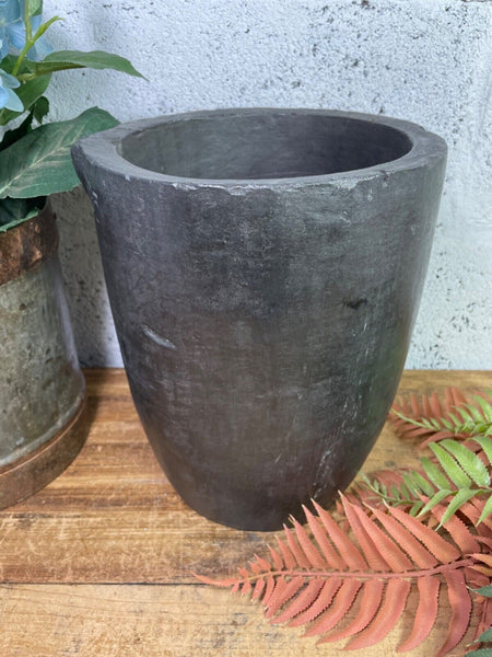 Vintage Rustic Smelting Casting Crucible Plant Pot Garden Planter