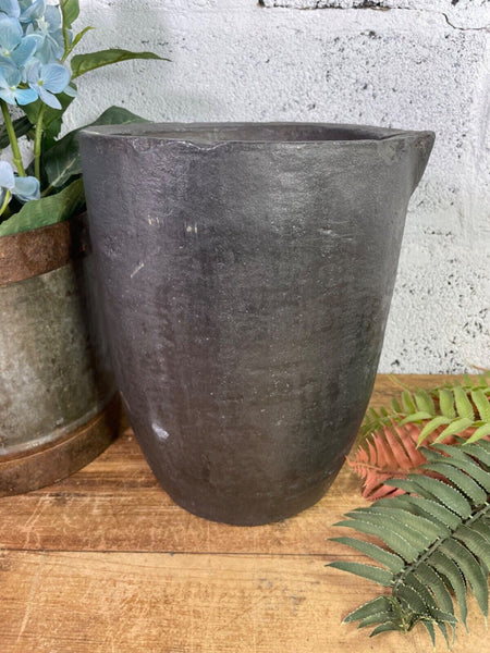 Vintage Rustic Smelting Casting Crucible Plant Pot Garden Planter