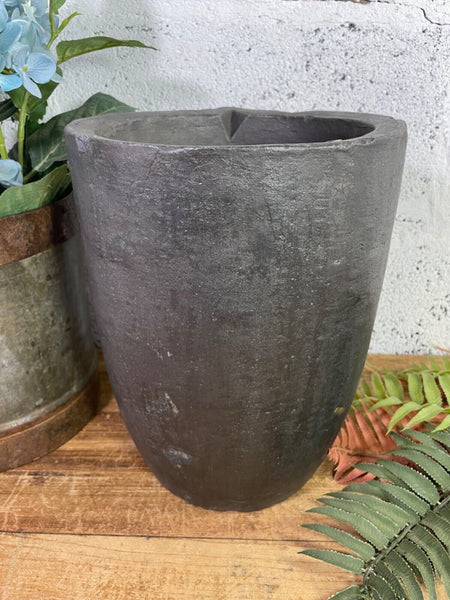 Vintage Rustic Smelting Casting Crucible Plant Pot Garden Planter