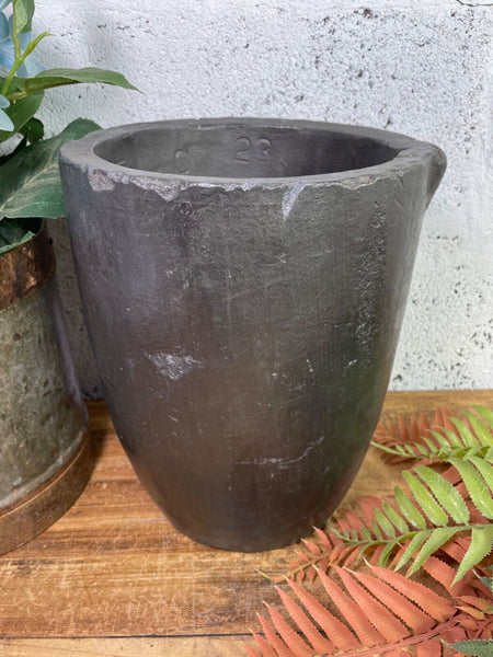 Vintage Rustic Smelting Casting Crucible Plant Pot Garden Planter