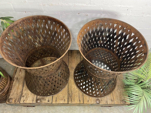 Rustic Reclaimed Large Metal Lattice Basket Garden Planter Olive Tree Plant Pot