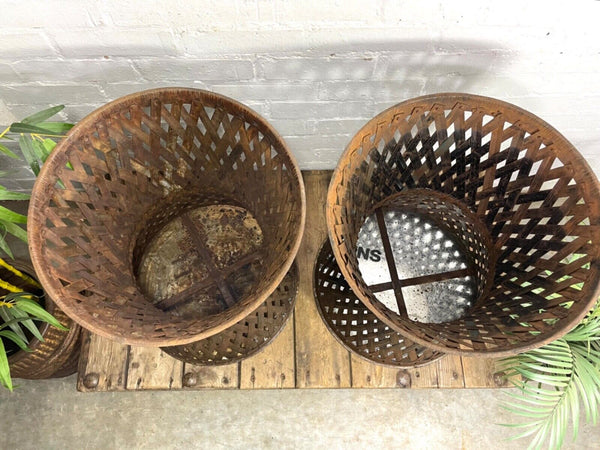 Rustic Reclaimed Large Metal Lattice Basket Garden Planter Olive Tree Plant Pot