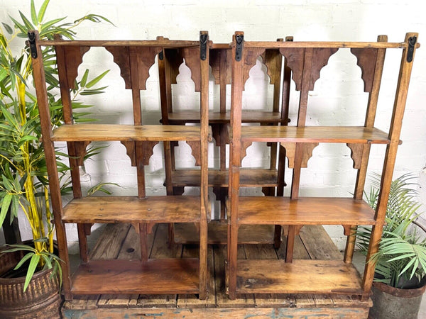 Vintage Reclaimed Indian Solid Wooded Arched Temple Wall Display Shelf Shelves