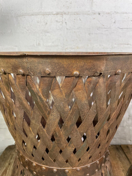Rustic Reclaimed Large Metal Lattice Basket Garden Planter Olive Tree Plant Pot