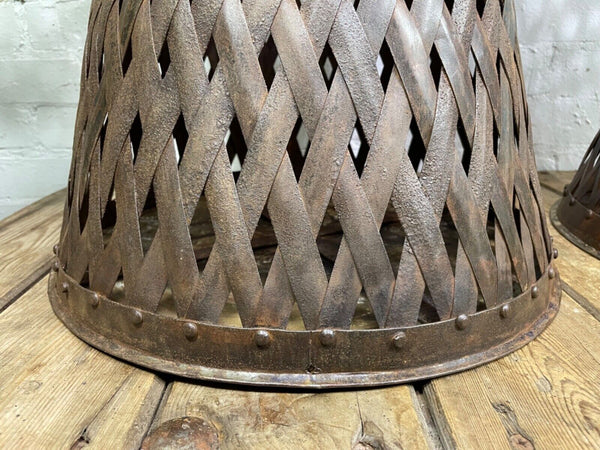 Rustic Reclaimed Large Metal Lattice Basket Garden Planter Olive Tree Plant Pot