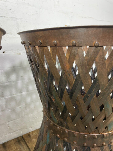 Rustic Reclaimed Large Metal Lattice Basket Garden Planter Olive Tree Plant Pot