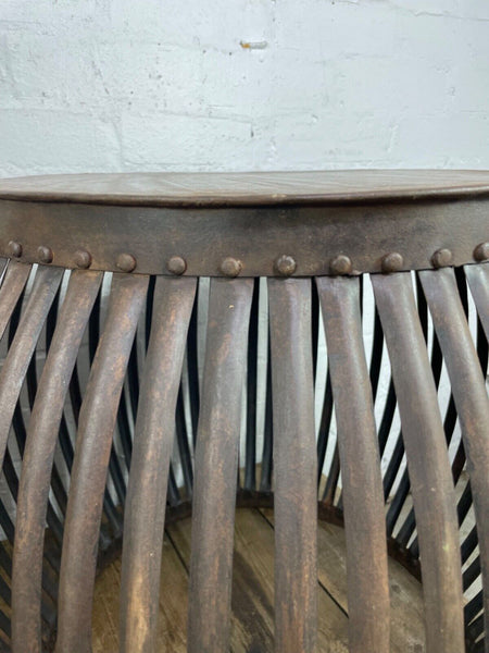 Rustic Hand Made Metal Barrel Garden Patio Side Drinks Table Plant Stand