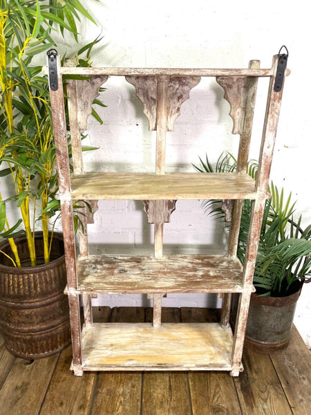 Vintage Reclaimed Indian Solid Wooded Arched Temple Wall Display Shelf Shelves