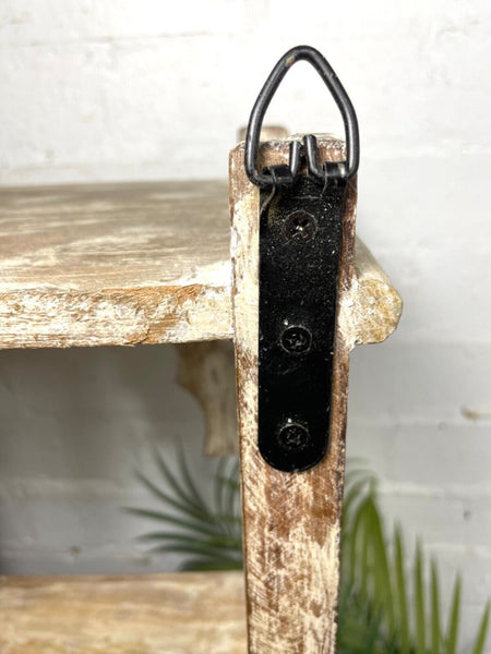 Vintage Reclaimed Indian Solid Wooded Arched Temple Wall Display Shelf Shelves