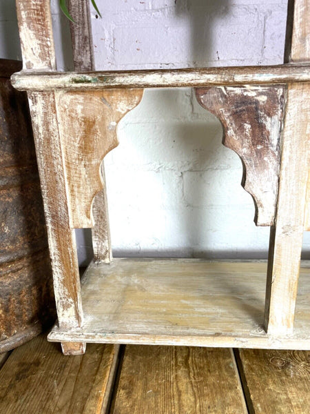 Vintage Reclaimed Indian Solid Wooded Arched Temple Wall Display Shelf Shelves