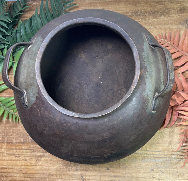 Old Vintage Rustic Original Indian Heavy Iron Metal Matka Water Vessel Pot Vase