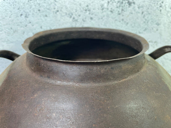 Old Vintage Rustic Original Indian Heavy Iron Metal Matka Water Vessel Pot Vase
