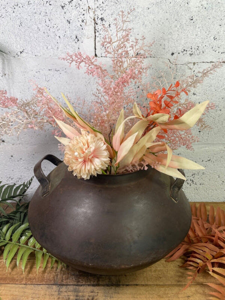 Old Vintage Rustic Original Indian Heavy Iron Metal Matka Water Vessel Pot Vase