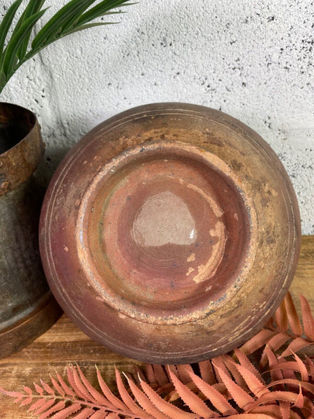 Antique Vintage Rustic Asian Glazed Terracotta Clay Preserving Storage Jar Pot