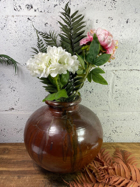 Antique Vintage Rustic Asian Glazed Terracotta Clay Preserving Storage Jar Pot