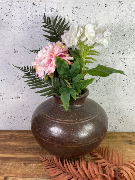 Antique Vintage Rustic Asian Glazed Terracotta Clay Preserving Storage Jar Pot