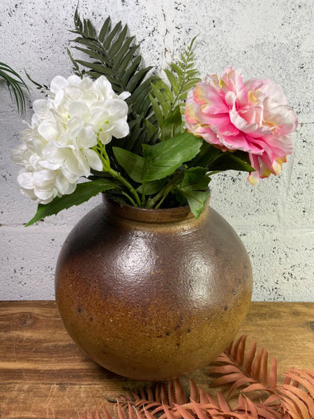 Antique Vintage Rustic Asian Glazed Terracotta Clay Preserving Storage Jar Pot