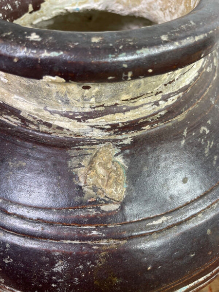 Antique Vintage Rustic Asian Glazed Terracotta Clay Preserving Storage Jar Pot