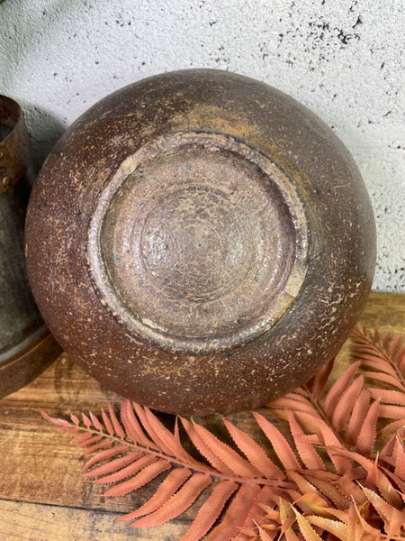 Antique Vintage Rustic Asian Glazed Terracotta Clay Preserving Storage Jar Pot