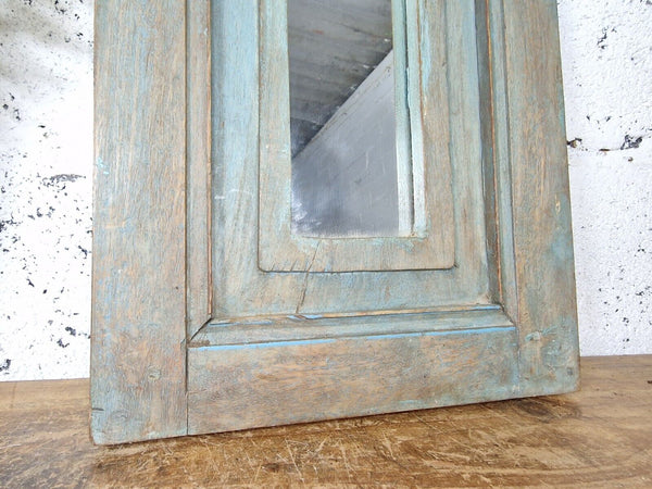 Vintage Rustic Reclaimed Indian Temple Wooden Bathroom Hallway Wall Mirror