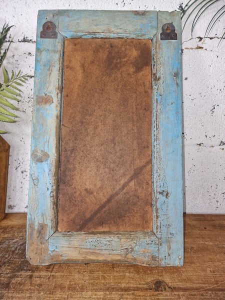 Vintage Rustic Reclaimed Indian Temple Wooden Bathroom Hallway Wall Mirror
