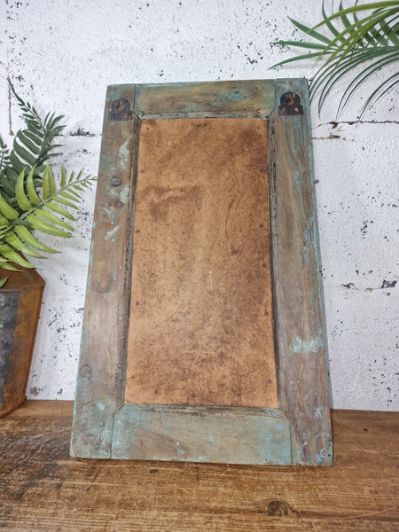 Vintage Rustic Reclaimed Indian Temple Wooden Bathroom Hallway Wall Mirror