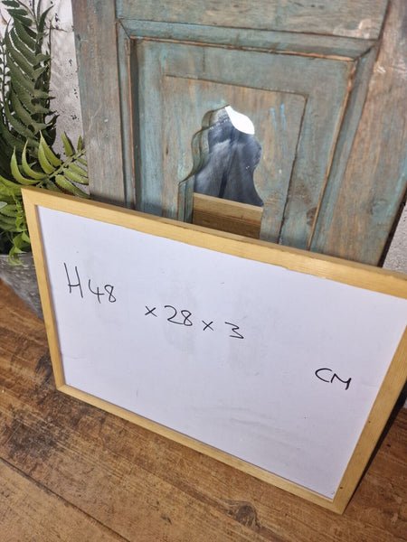 Vintage Rustic Reclaimed Indian Temple Wooden Bathroom Hallway Wall Mirror