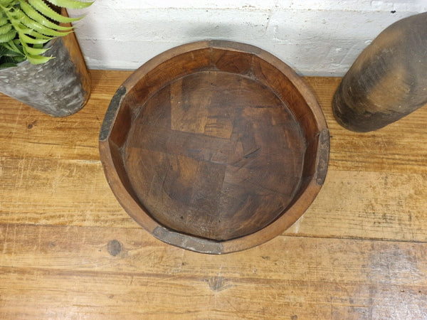 Authentic Indian Hand Carved Solid Wooden Chakki Side Table Plant Stand