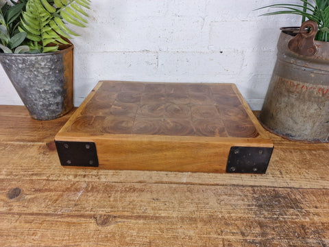 Reclaimed Wooden End Grain Chopping Block Serving Bread Cutting Board
