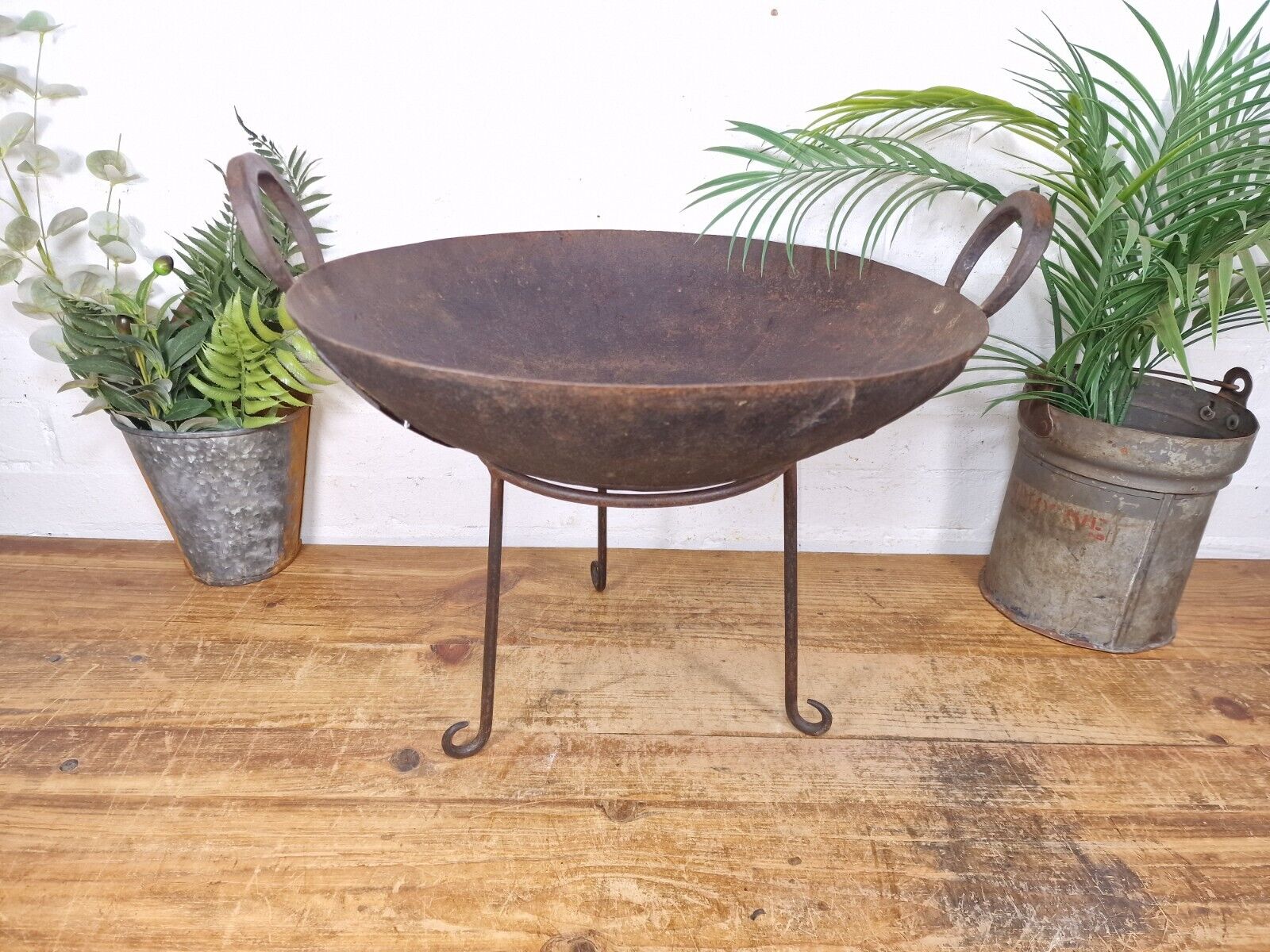 Antique Original Indian Kadai Fire Pit BBQ Drinks Ice Cooler Planter