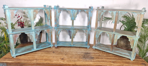Vintage Reclaimed Indian Solid Wooded Arched Temple Wall Display Shelf Shelves