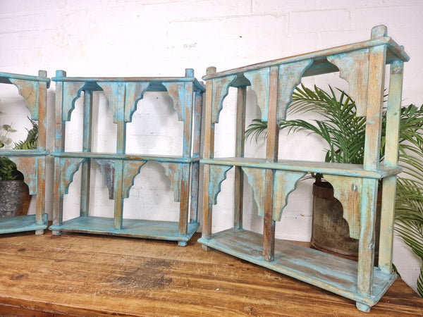 Vintage Reclaimed Indian Solid Wooded Arched Temple Wall Display Shelf Shelves