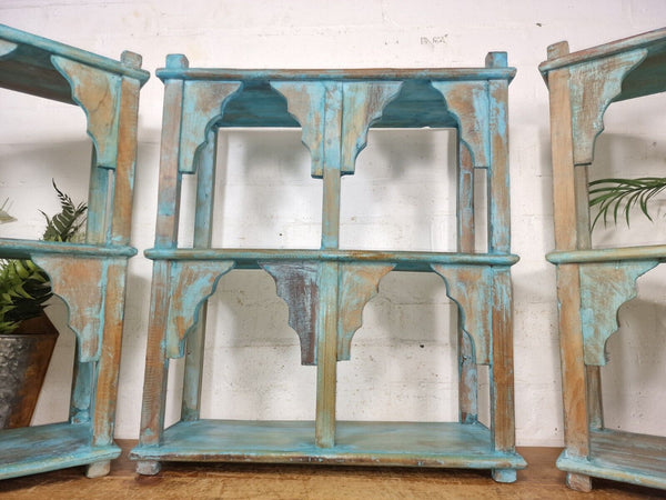 Vintage Reclaimed Indian Solid Wooded Arched Temple Wall Display Shelf Shelves