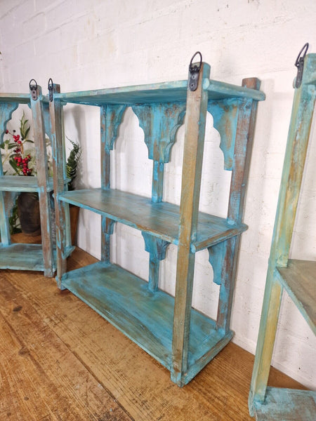 Vintage Reclaimed Indian Solid Wooded Arched Temple Wall Display Shelf Shelves