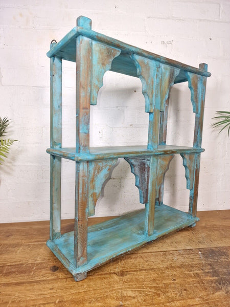 Vintage Reclaimed Indian Solid Wooded Arched Temple Wall Display Shelf Shelves